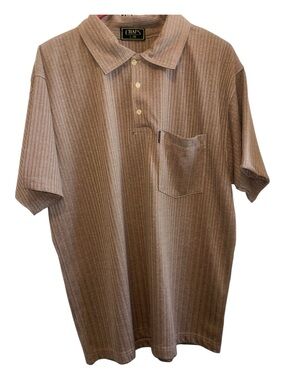Vintage Chaps Tan/Brown Short -Sleeve Polo with Chest Pocket